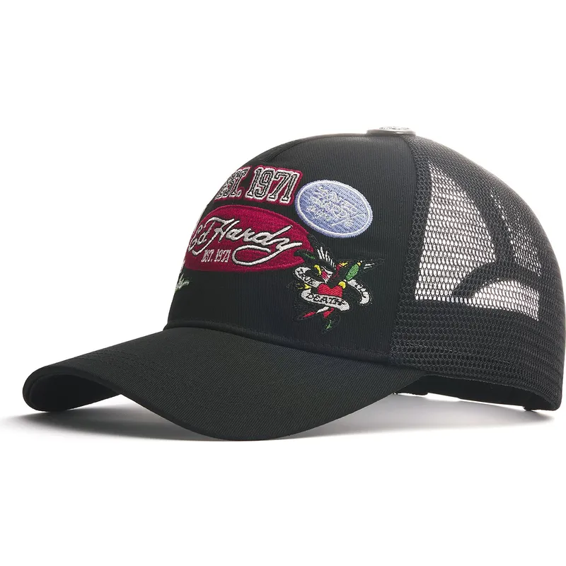 casquette-trucker-noire-est-1971-varsity-ed-hardy