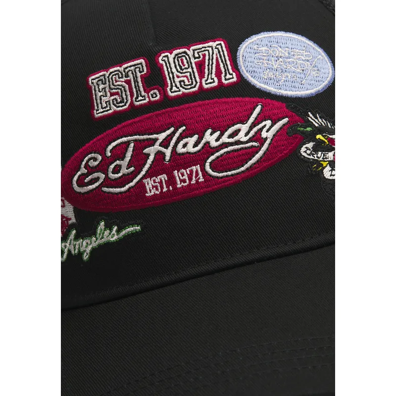 casquette-trucker-noire-est-1971-varsity-ed-hardy