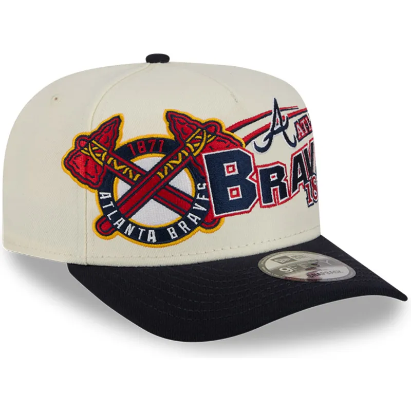 casquette-courbee-beige-et-noire-snapback-9fifty-a-frame-classic-atlanta-braves-mlb-new-era