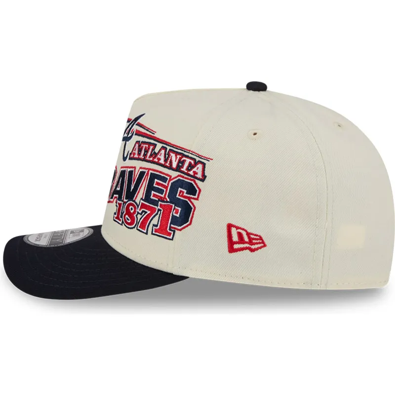 casquette-courbee-beige-et-noire-snapback-9fifty-a-frame-classic-atlanta-braves-mlb-new-era