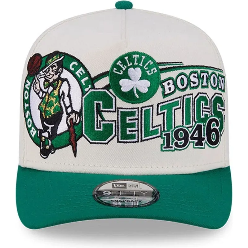 casquette-courbee-beige-et-verte-snapback-9fifty-a-frame-classic-boston-celtics-nba-new-era