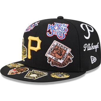Casquette plate noire ajustée 59FIFTY All Over Pittsburgh Pirates MLB New Era