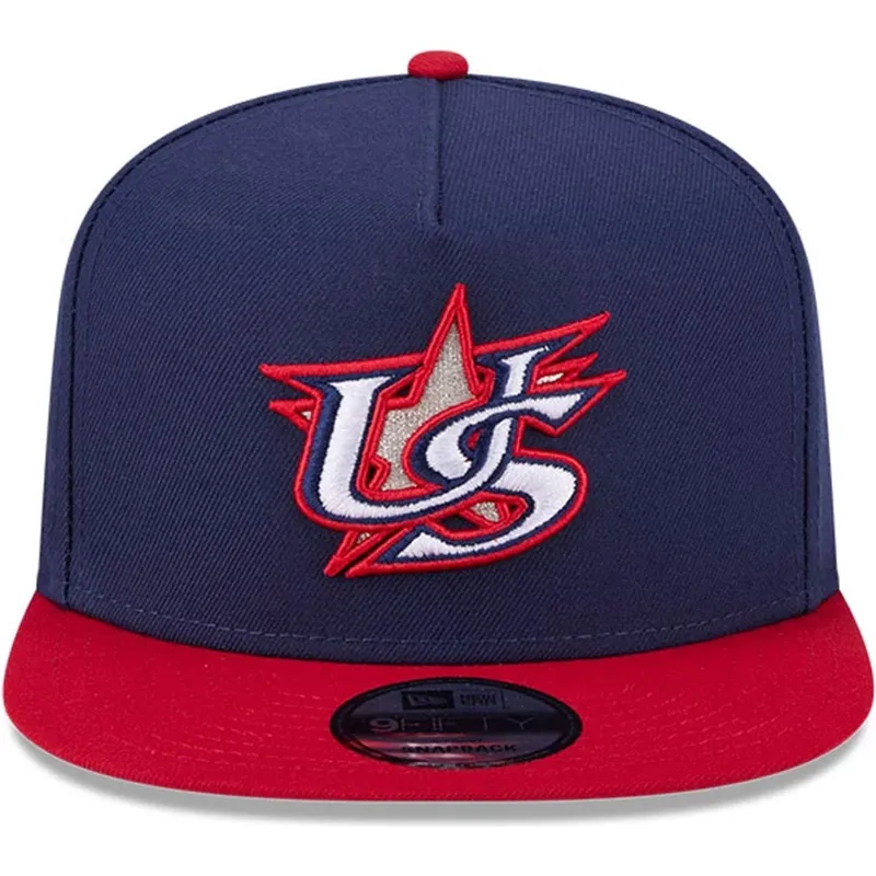 casquette-plate-bleue-marine-et-rouge-snapback-9fifty-a-frame-usa-2026-world-baseball-classic-new-era