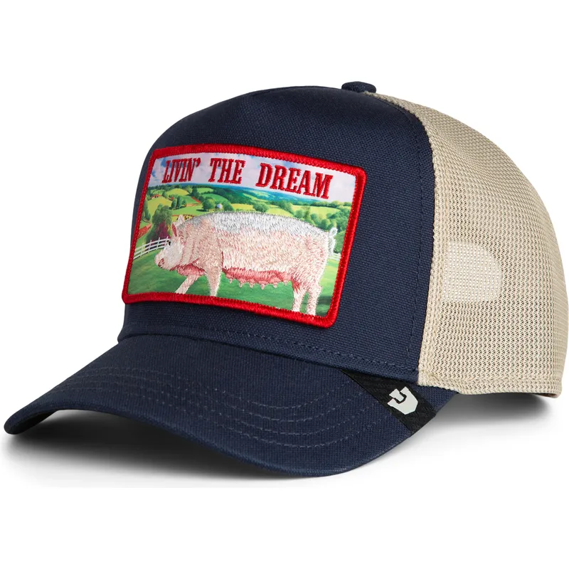 casquette-trucker-bleue-marine-cochon-livin-the-dream-greener-grass-the-farm-goorin-bros