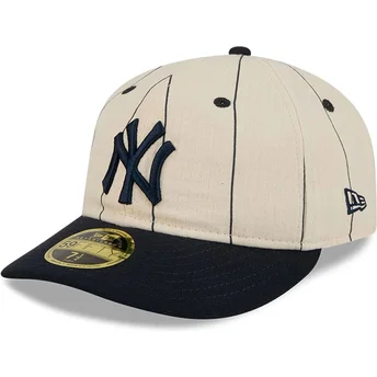 Casquette courbée beige ajustée 59FIFTY Retro Crown Linen New York Yankees MLB New Era