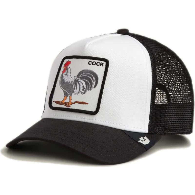 casquette-trucker-blanche-et-noire-coq-cock-rooster-the-farm-goorin-bros