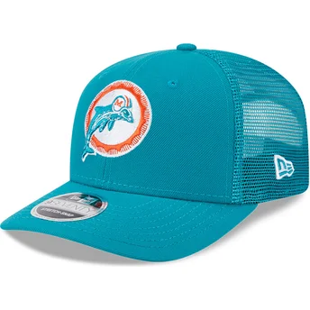 Casquette trucker bleue 9SEVENTY Stretch Snap Evergreen Helmet Miami Dolphins NFL New Era