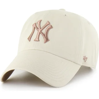 Casquette courbée beige ajustable Clean Up Ballpark Mojave New York Yankees MLB 47 Brand