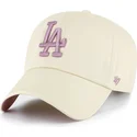 casquette-courbee-beige-ajustable-avec-logo-violet-clean-up-ballpark-los-angeles-dodgers-mlb-47-brand