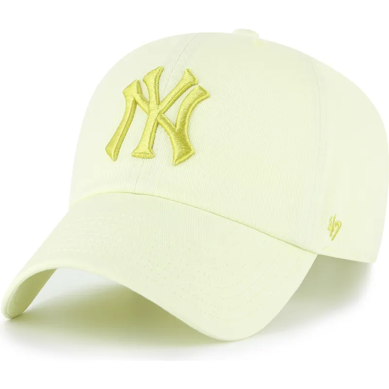 casquette-courbee-jaune-ajustable-avec-logo-jaune-clean-up-no-loop-label-new-york-yankees-mlb-47-brand