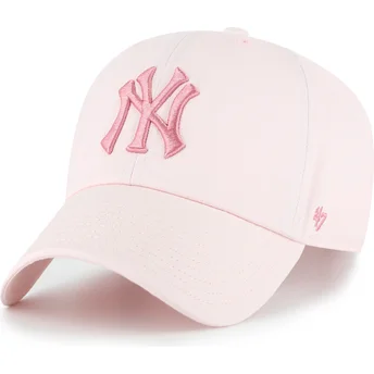 Casquette courbée rose ajustable avec logo rose Clean Up No Loop Label New York Yankees MLB 47 Brand
