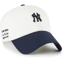 casquette-courbee-beige-et-bleue-marine-ajustable-clean-up-contemporary-two-tone-new-york-yankees-mlb-47-brand