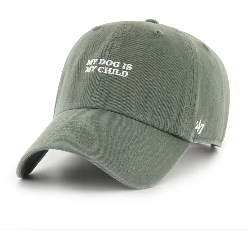 casquette-courbee-verte-ajustable-my-dog-is-my-child-phrase-clean-up-base-runner-icon-47-brand