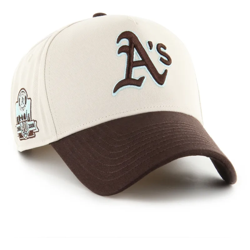 casquette-courbee-beige-et-marron-snapback-mvp-dt-sure-shot-two-tone-cotton-oakland-athletics-mlb-47-brand