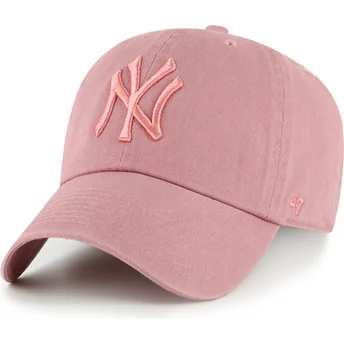 Casquette courbée rose ajustable avec logo rose Clean Up New York Yankees MLB 47 Brand