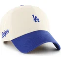 casquette-courbee-beige-et-bleue-ajustable-clean-up-base-runner-sure-shot-two-tone-los-angeles-dodgers-mlb-47-brand