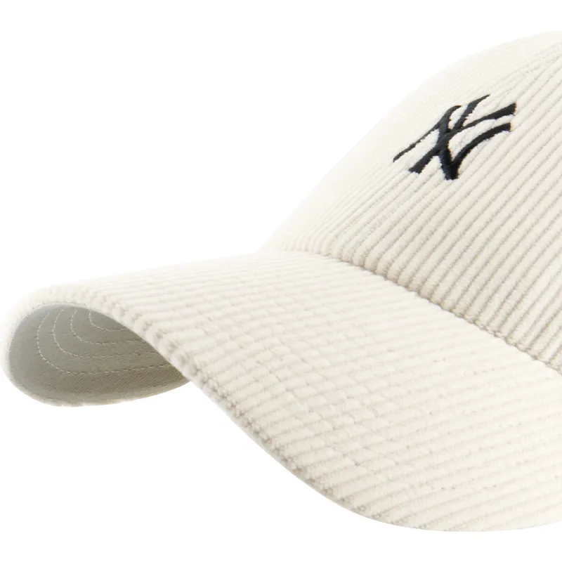 casquette-courbee-beige-ajustable-clean-up-cord-base-runner-new-york-yankees-mlb-47-brand
