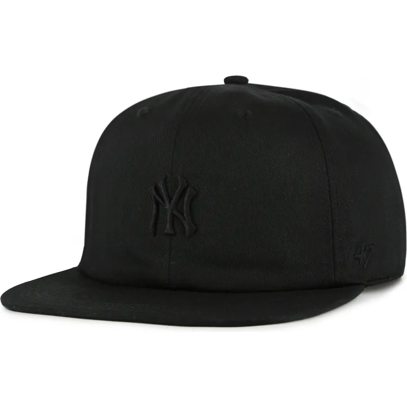 casquette-plate-noire-snapback-avec-logo-noir-captain-rl-contemporary-new-york-yankees-mlb-47-brand