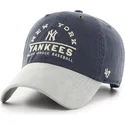 casquette-courbee-bleue-marine-et-grise-ajustable-clean-up-windham-suede-vintage-new-york-yankees-mlb-47-brand