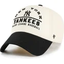 casquette-courbee-beige-et-noire-ajustable-clean-up-windham-new-york-yankees-mlb-47-brand