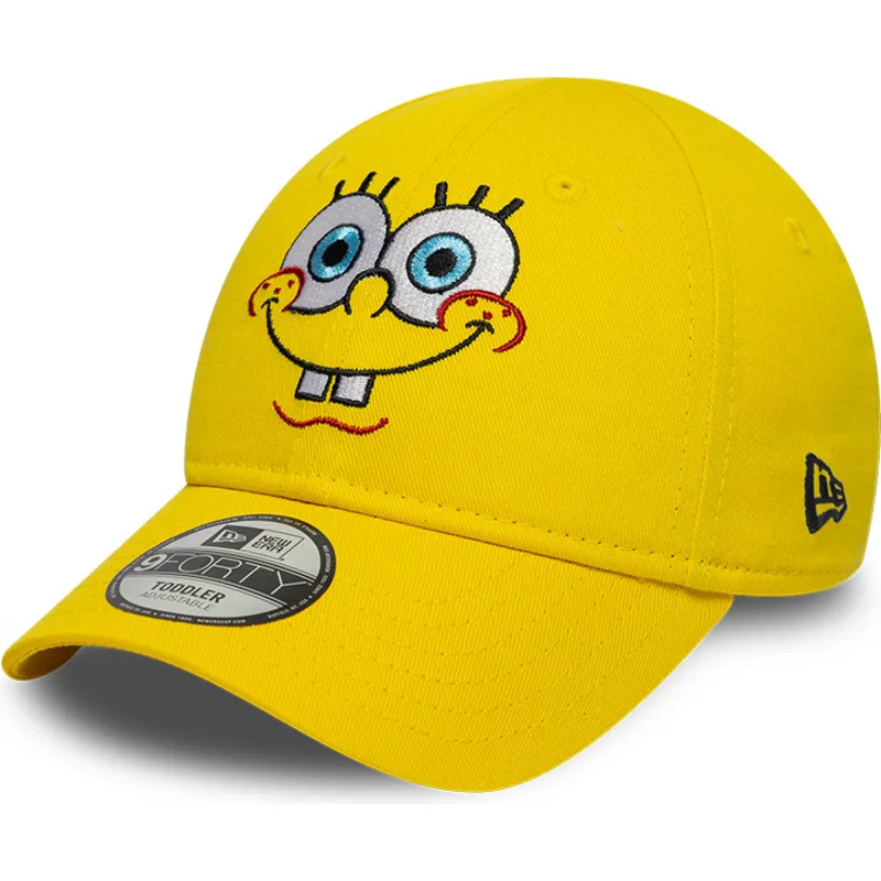 casquette-courbee-jaune-ajustable-pour-enfant-9forty-face-bob-l-eponge-new-era