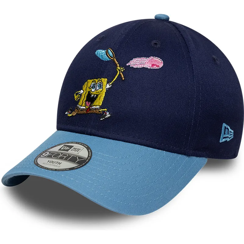 casquette-courbee-bleue-snapback-pour-enfant-9forty-bob-l-eponge-new-era