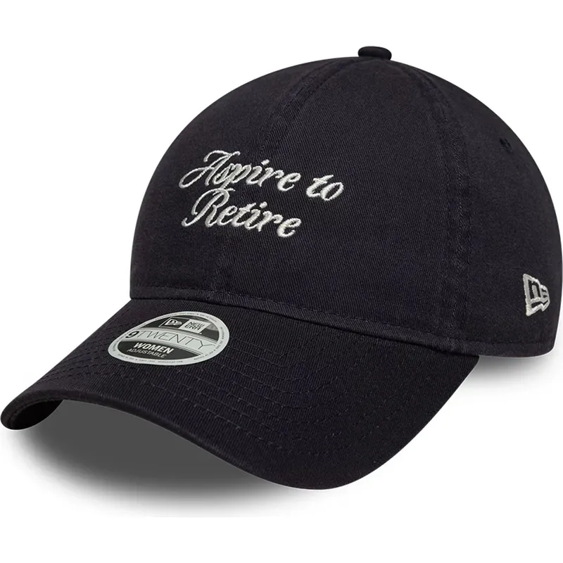 casquette-courbee-bleue-marine-ajustable-pour-femme-9twenty-aspire-to-retire-slogan-new-era