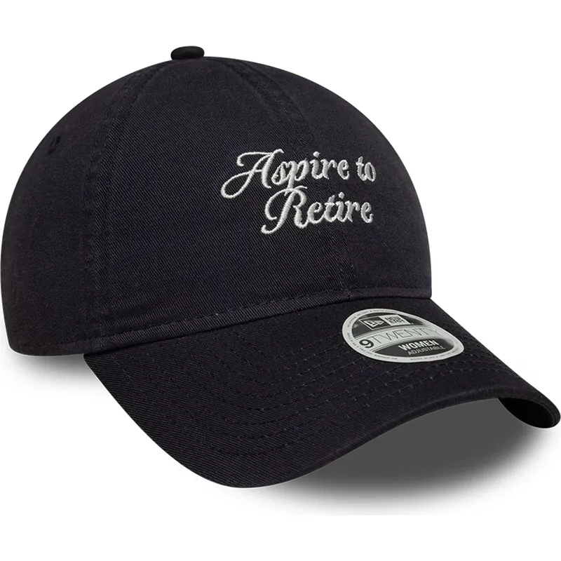 casquette-courbee-bleue-marine-ajustable-pour-femme-9twenty-aspire-to-retire-slogan-new-era