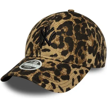 Casquette courbée léopard ajustable avec logo noir pour femme 9TWENTY Lionpard New York Yankees MLB New Era