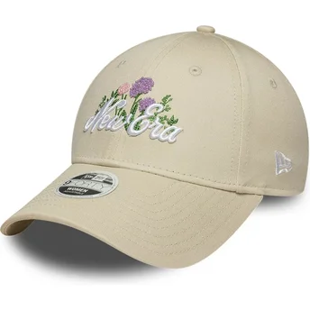 Casquette courbée beige ajustable pour femme 9FORTY Beaded New Era