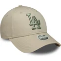 casquette-courbee-beige-ajustable-avec-logo-vert-pour-femme-9forty-league-essential-los-angeles-dodgers-mlb-new-era