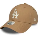 casquette-courbee-marron-ajustable-pour-femme-9forty-linen-los-angeles-dodgers-mlb-new-era