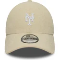 casquette-courbee-beige-ajustable-9forty-soft-cord-new-york-mets-mlb-new-era