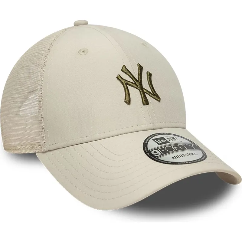 casquette-trucker-beige-ajustable-avec-logo-vert-9forty-homefield-midi-new-york-yankees-mlb-new-era