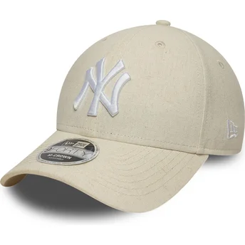 Casquette courbée beige snapback 9FORTY M-Crown Linen New York Yankees MLB New Era