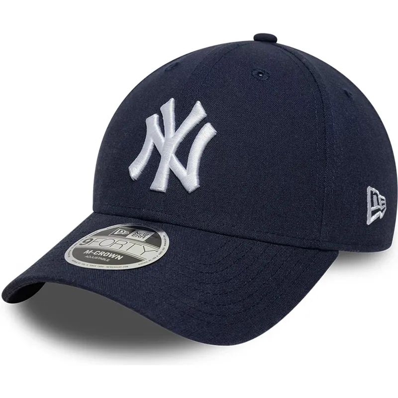 casquette-courbee-bleue-marine-snapback-9forty-m-crown-linen-new-york-yankees-mlb-new-era