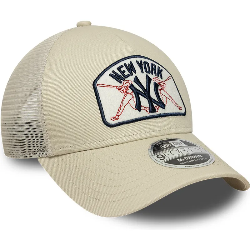 casquette-trucker-beige-9forty-m-crown-a-frame-new-york-yankees-mlb-new-era