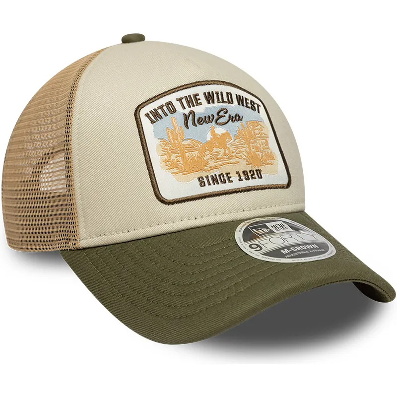 casquette-trucker-beige-et-verte-9forty-m-crown-a-frame-new-era