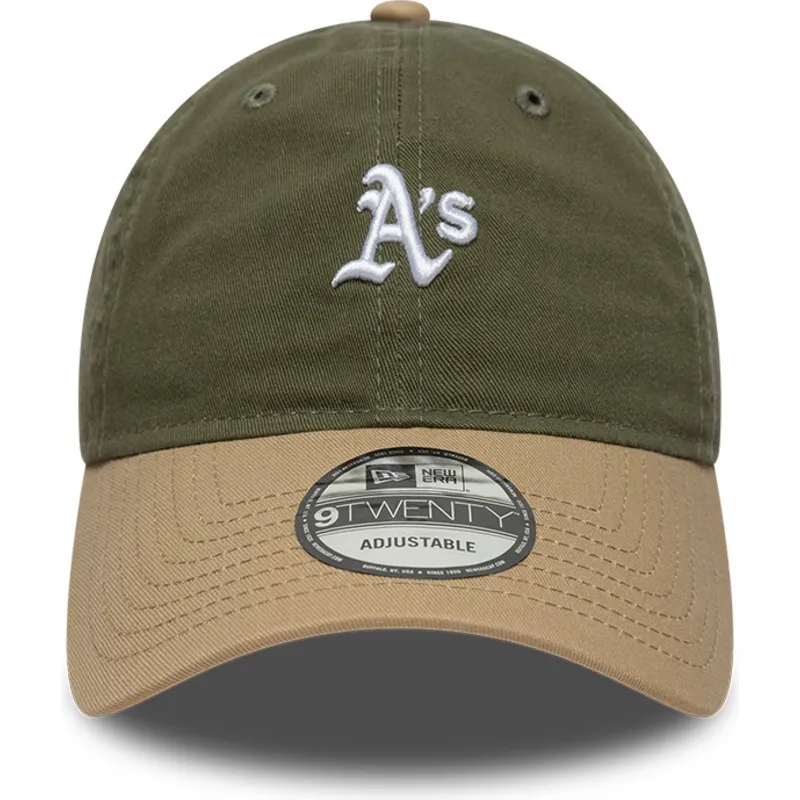casquette-courbee-verte-et-marron-ajustable-9twenty-mini-washed-contrast-oakland-athletics-mlb-new-era