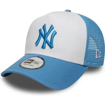 Casquette trucker bleue et blanche avec logo bleu A Frame League Essential New York Yankees MLB New Era