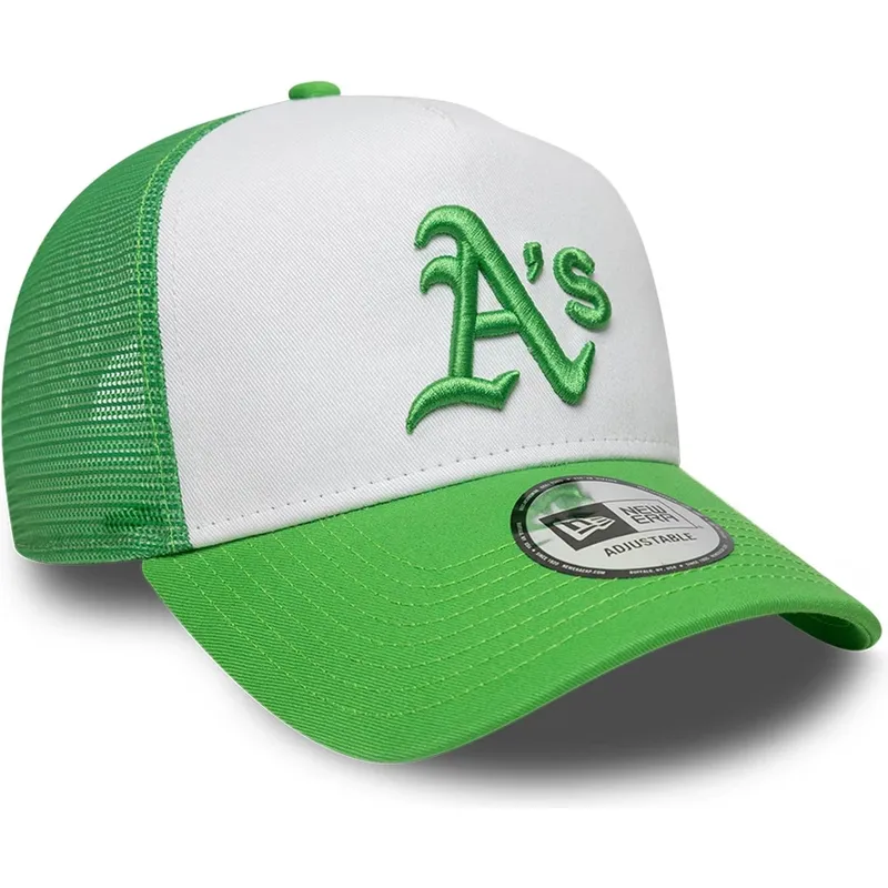 casquette-trucker-verte-et-blanche-avec-logo-vert-a-frame-league-essential-oakland-athletics-mlb-new-era