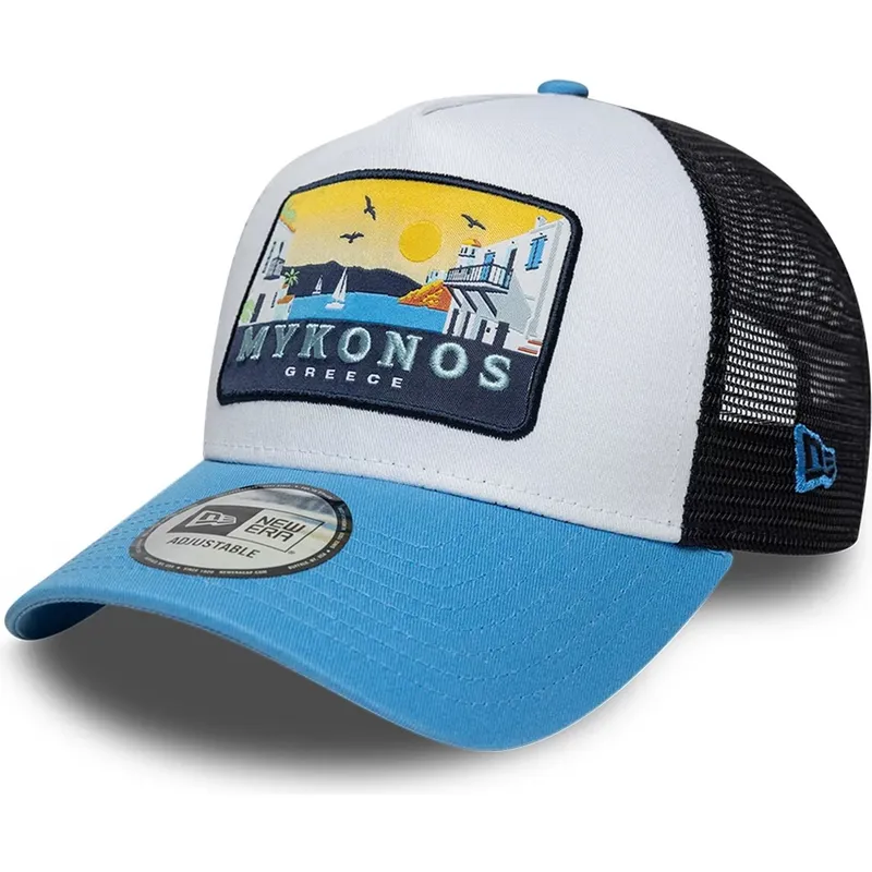 casquette-trucker-bleue-a-frame-location-patch-mykonos-new-era