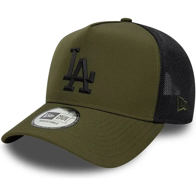 casquette-trucker-verte-avec-logo-noir-a-frame-sport-los-angeles-dodgers-mlb-new-era