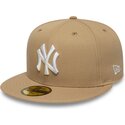 casquette-plate-marron-claire-ajustee-59fifty-league-essential-new-york-yankees-mlb-new-era