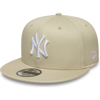 Casquette plate beige snapback avec logo blanc 9FIFTY League Essential New York Yankees MLB New Era