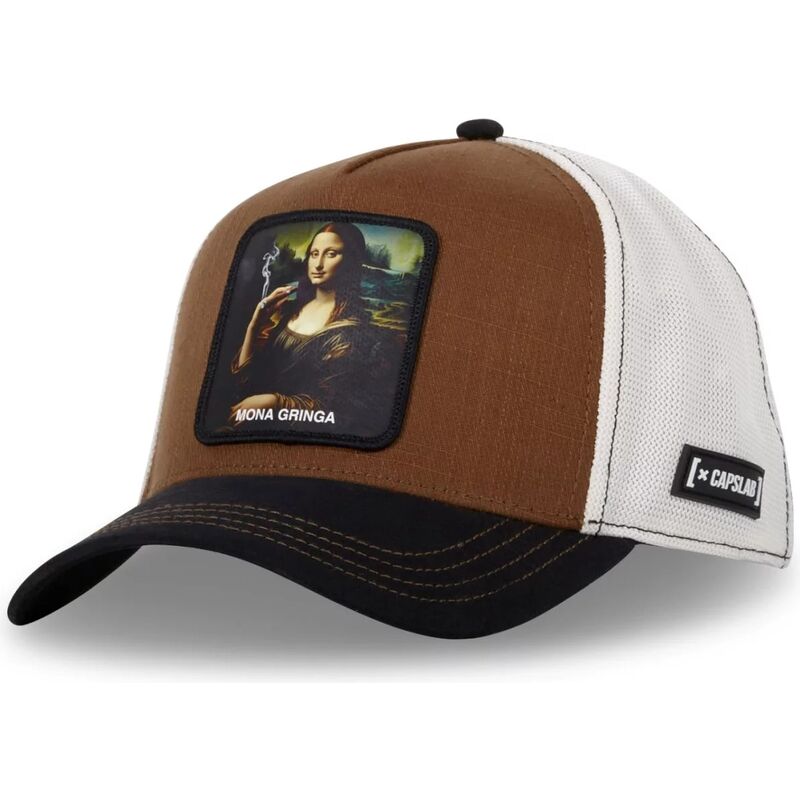casquette-trucker-marron-mona-lisa-art-mona-mona-gringa-famous-capslab