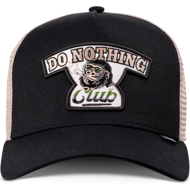 casquette-trucker-noire-et-beige-hft-do-nothing-club-gorilla-djinns