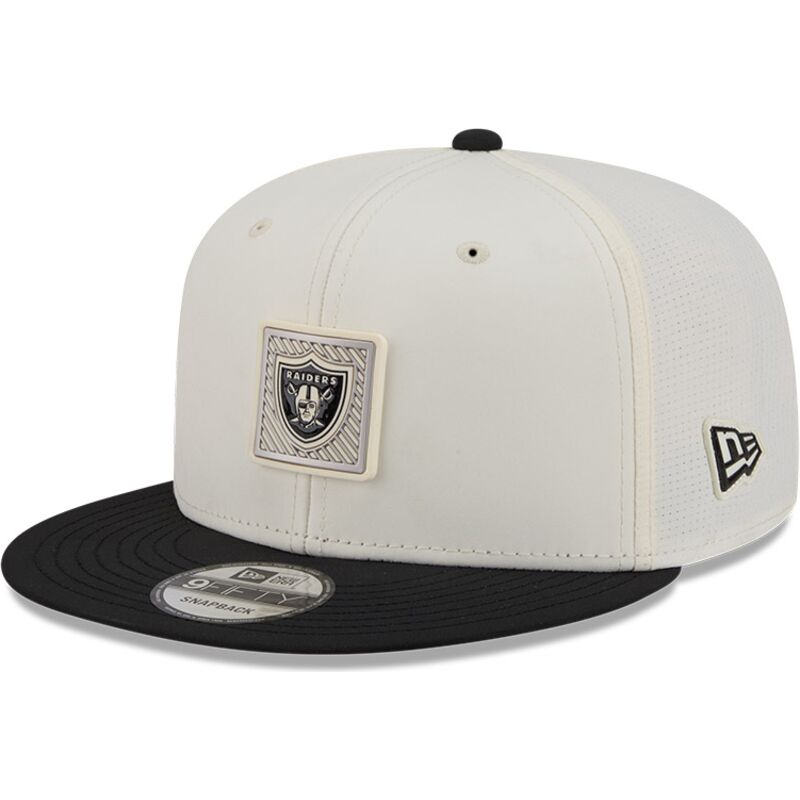casquette-plate-beige-et-noire-snapback-9fifty-training-pack-2026-las-vegas-raiders-nfl-new-era