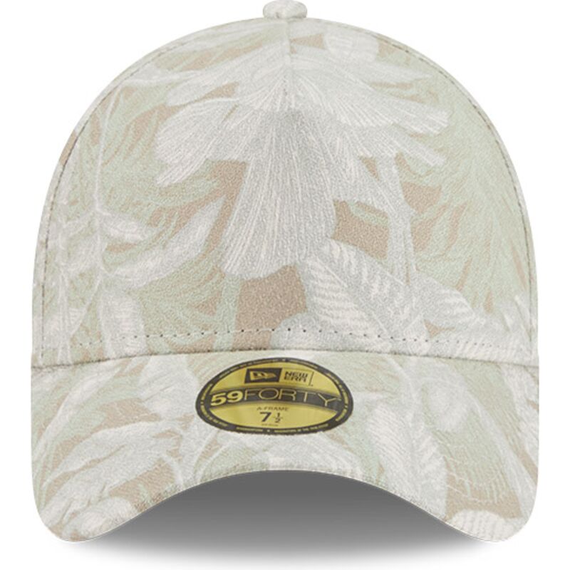 casquette-courbee-beige-ajustee-59forty-a-frame-leafy-palm-new-era