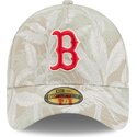 casquette-courbee-beige-ajustee-59forty-a-frame-leafy-palm-boston-red-sox-mlb-new-era